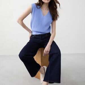 NWT Banana Republic Factory Ribbed Sweater Shell V-Neck in Arctic Sky (blue) XL